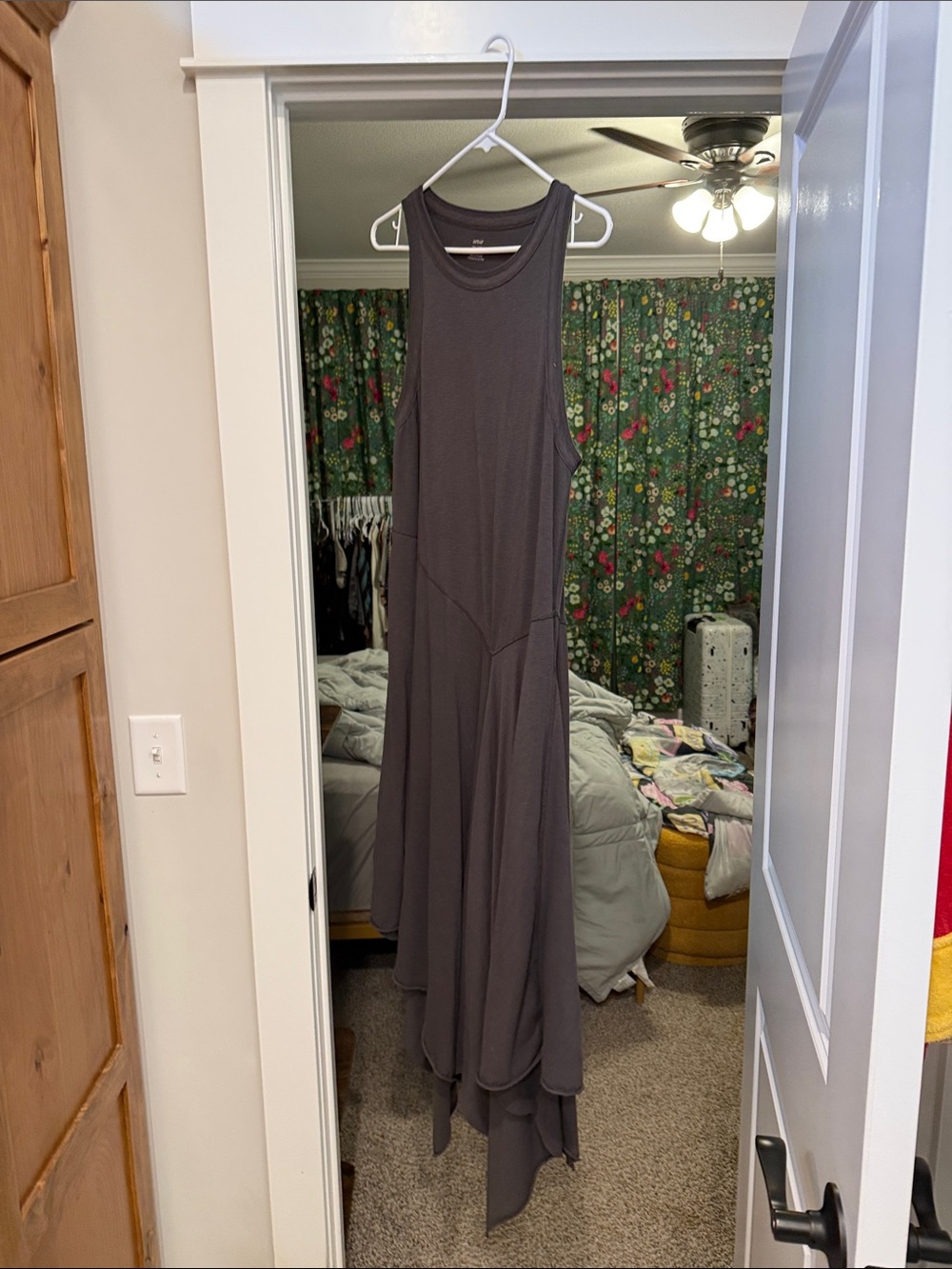 aerie Charcoal Gray Asymmetrical Sleeveless Maxi Dress